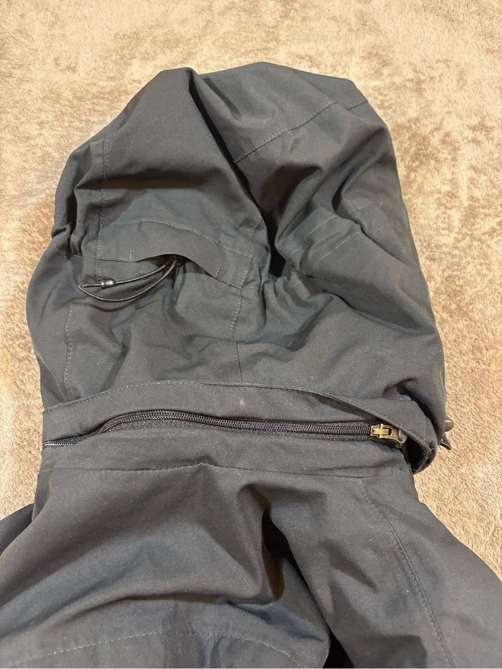 REI Elements Black Full Zip Hooded Rain Jacket Womens Medium Removable Hood